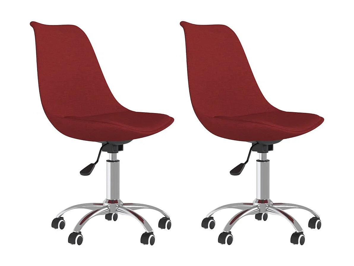 Chaises pivotantes à manger lot de 2 Rouge bordeaux Tissu