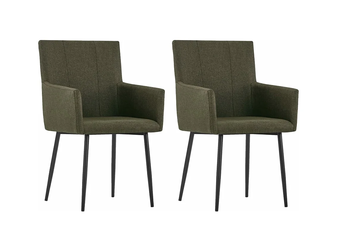 Chaises à manger avec accoudoirs lot de 2 marron tissu