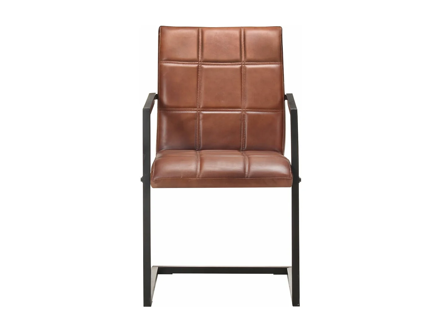 Chaises à manger cantilever lot de 2 marron cuir véritable