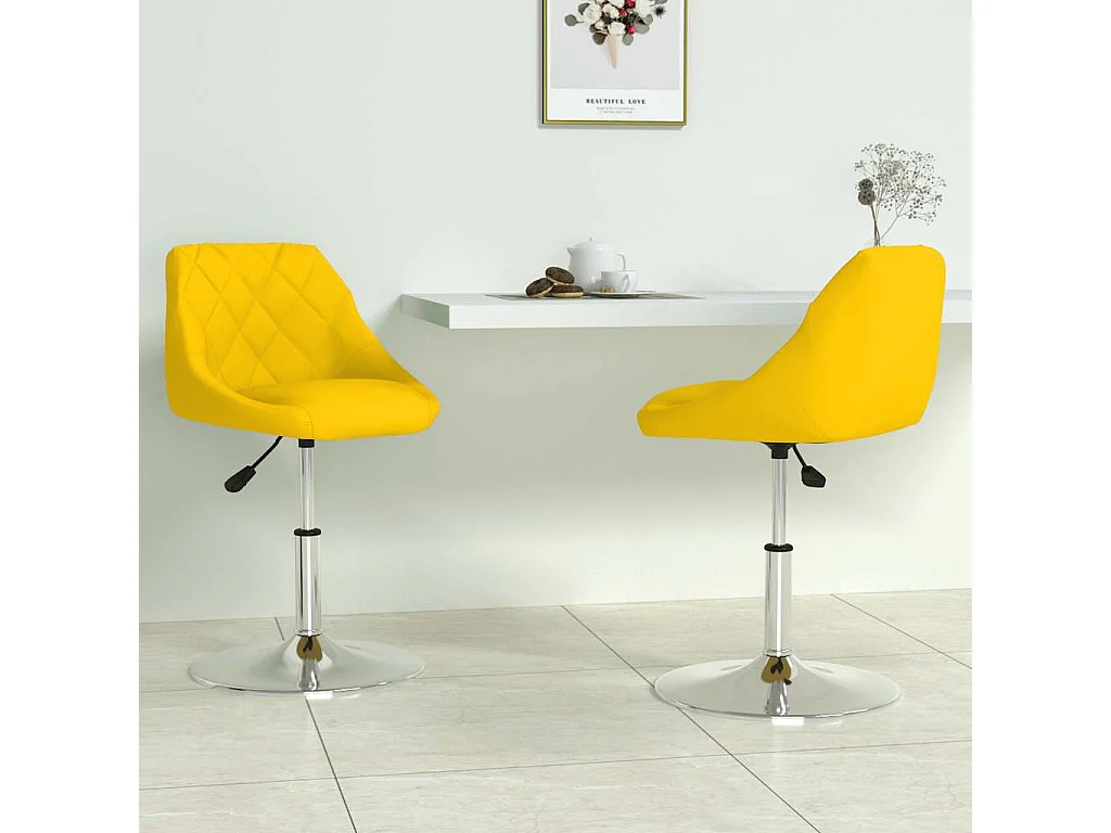 Chaises à manger pivotantes lot de 2 jaune moutarde velours