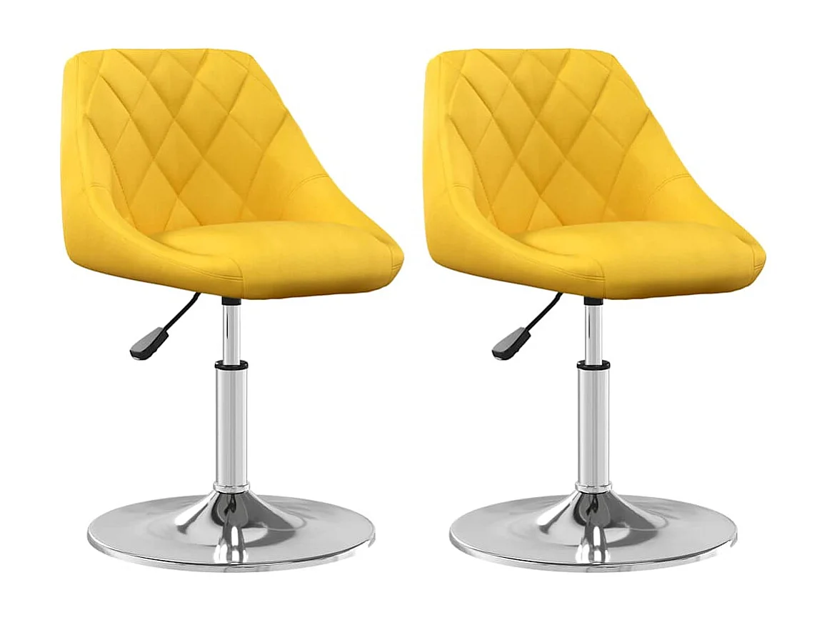 Chaises à manger pivotantes lot de 2 jaune moutarde velours