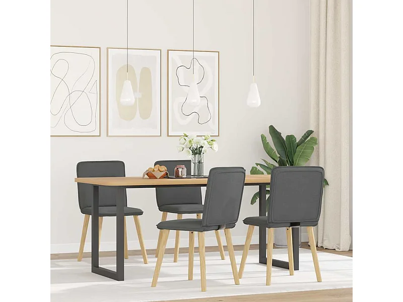Cadeiras de jantar 4 peças tecido cinzento-escuro