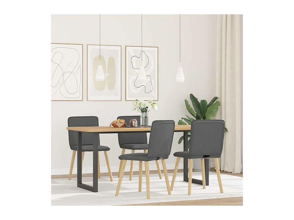 Chaises à manger lot de 4 gris foncé tissu