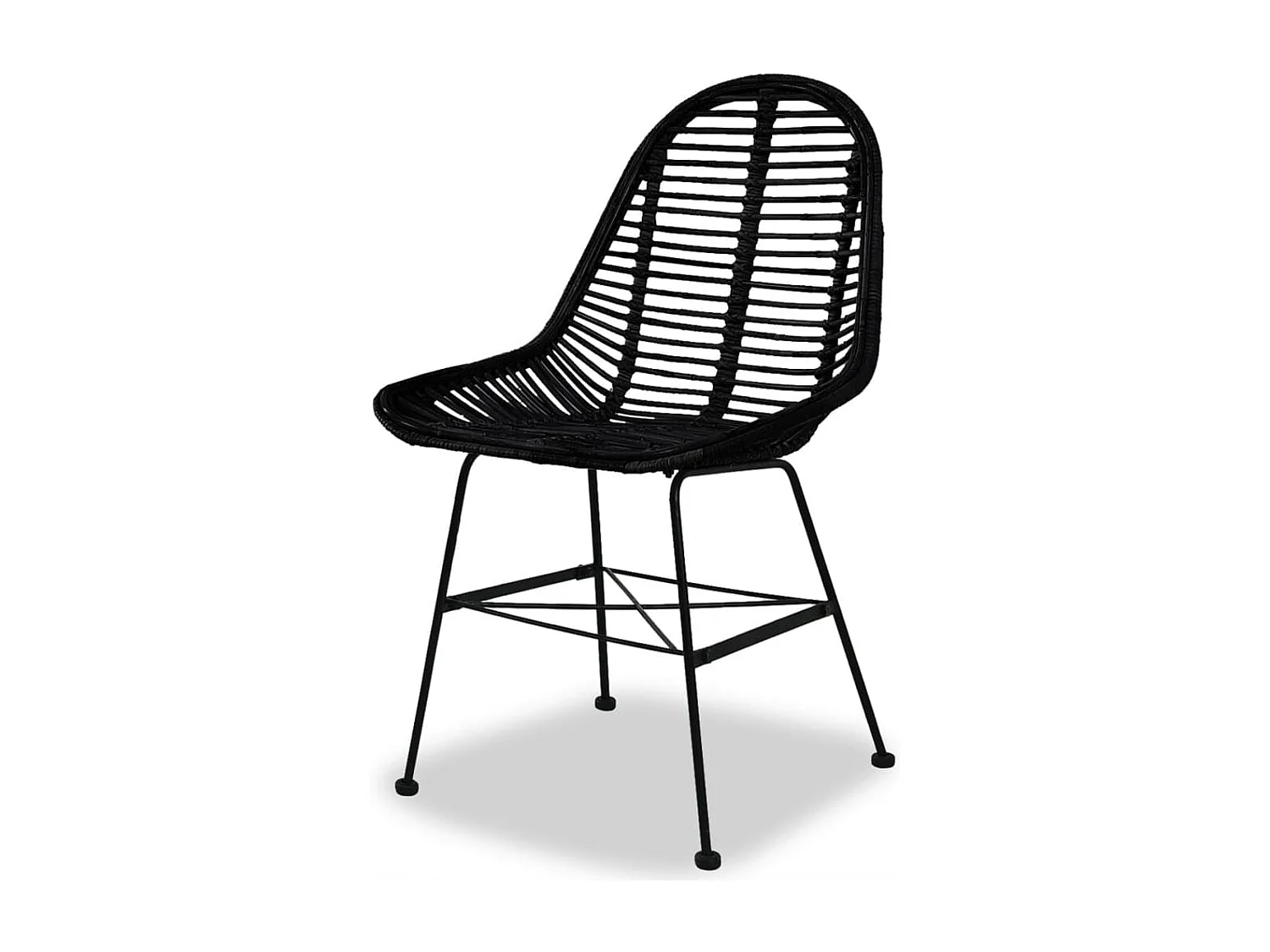 Sillas de comedor 4 unidades de ratán natural negro