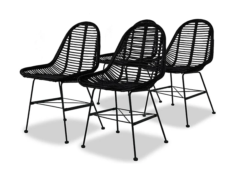 Sillas de comedor 4 unidades de ratán natural negro