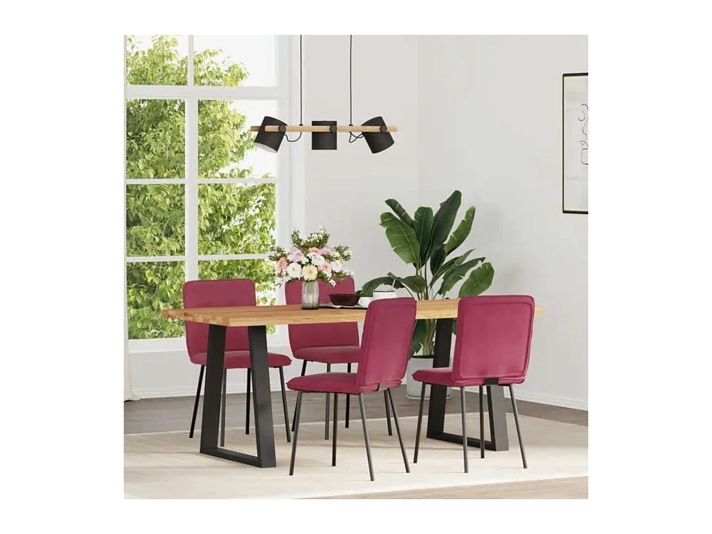 Sillas de comedor 4 unidades terciopelo rojo tinto