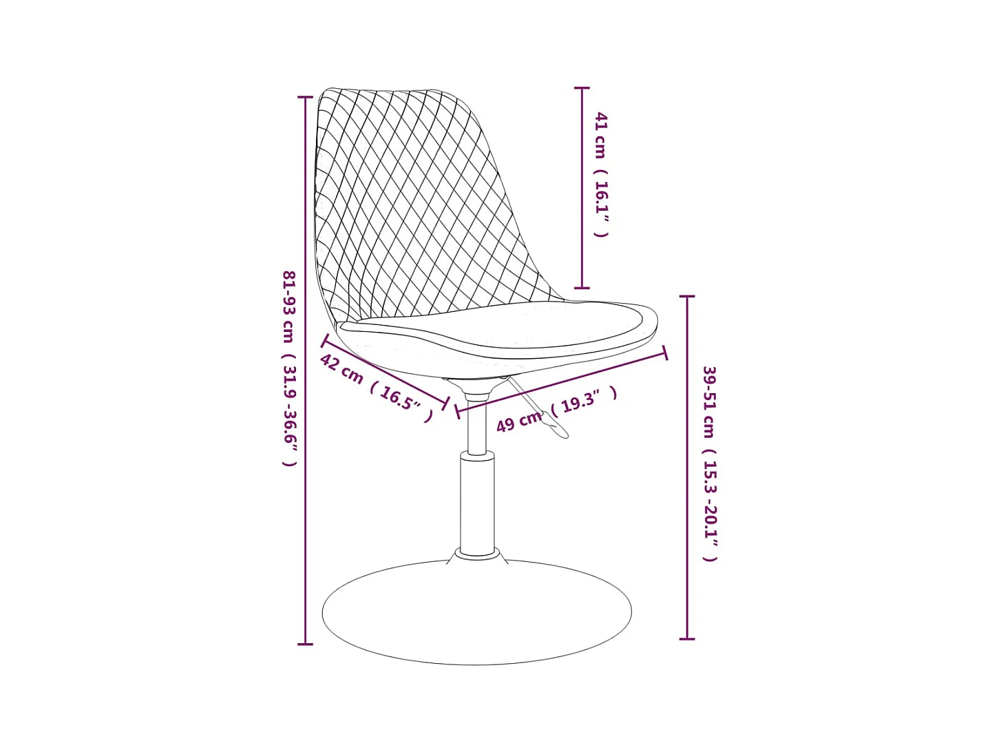 Chaises à dîner pivotantes 4 pièces Rose Velours