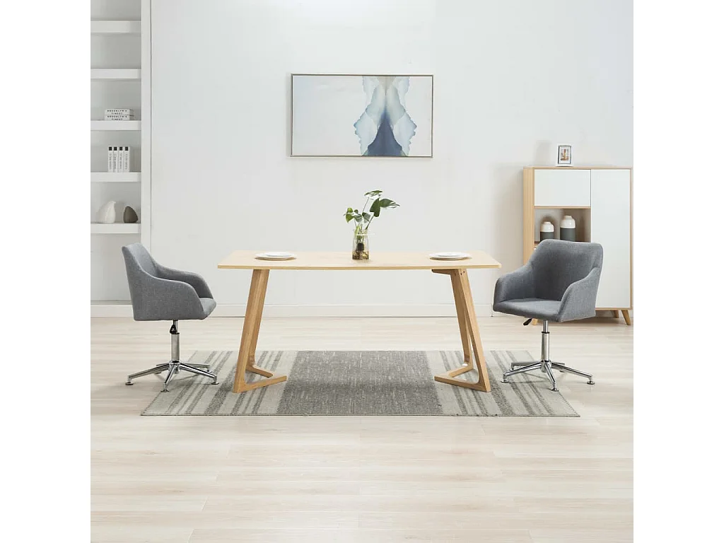 Sillas de comedor giratorias 2 unidades tela gris claro