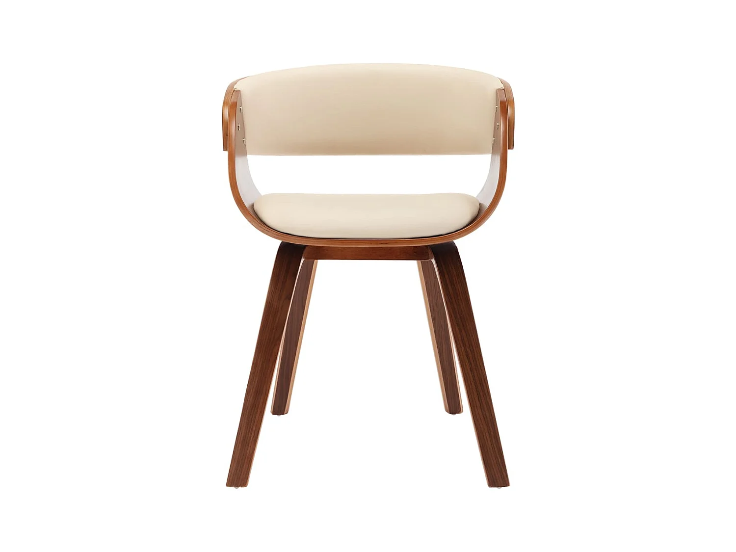 Sillas de comedor 4 unidades madera curvada y cuero sintético crema