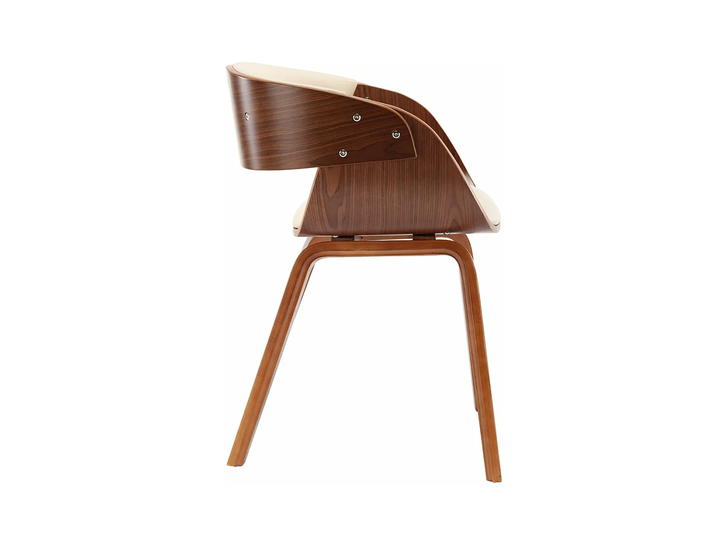 Sillas de comedor 4 unidades madera curvada y cuero sintético crema