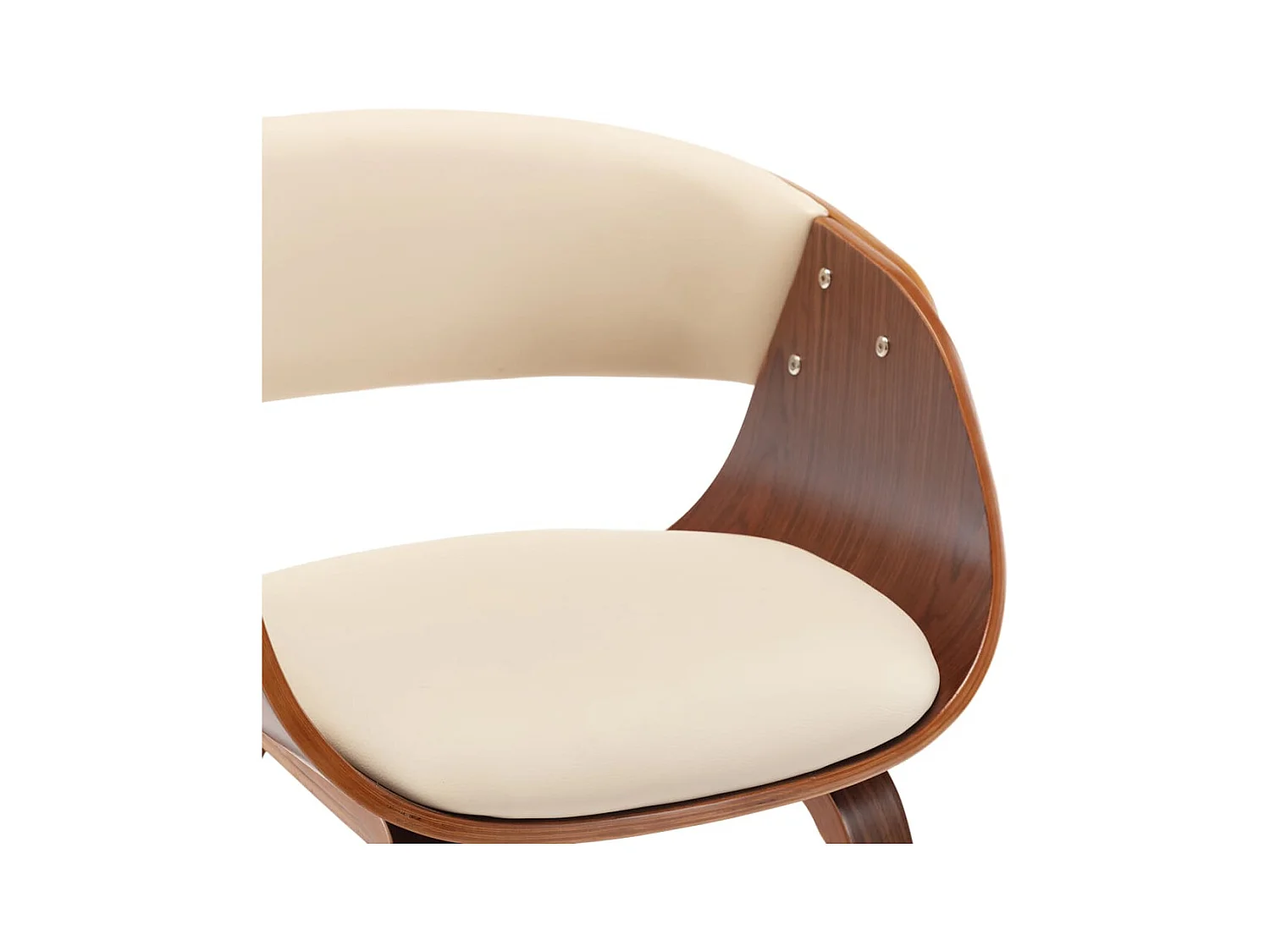 Sillas de comedor 4 unidades madera curvada y cuero sintético crema