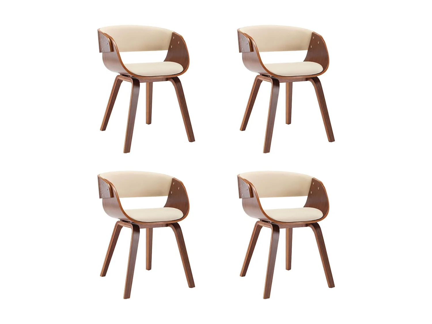 Chaises à manger lot de 4 crème bois courbé et similicuir