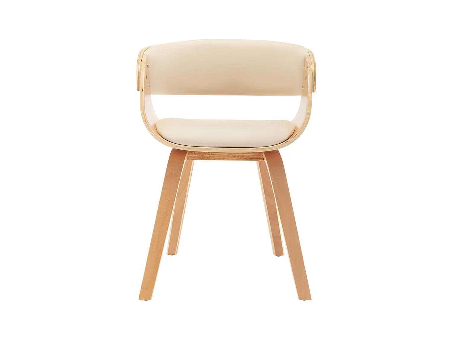 Sillas de comedor 2 unidades madera curvada y cuero sintético crema
