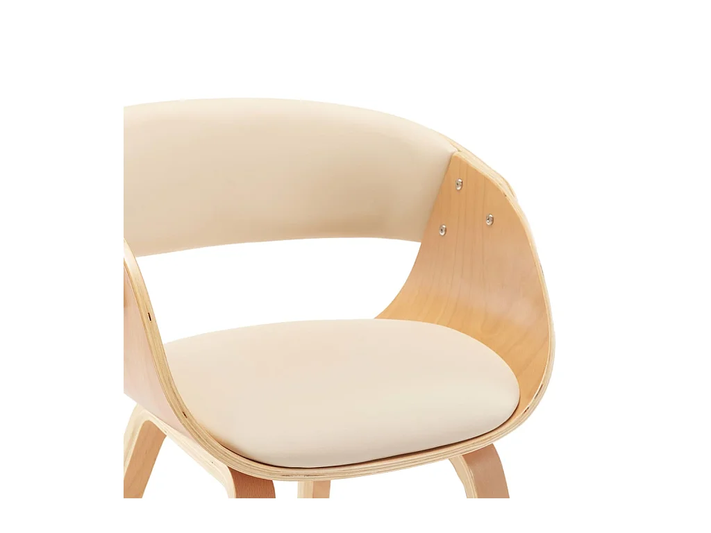 Sillas de comedor 2 unidades madera curvada y cuero sintético crema
