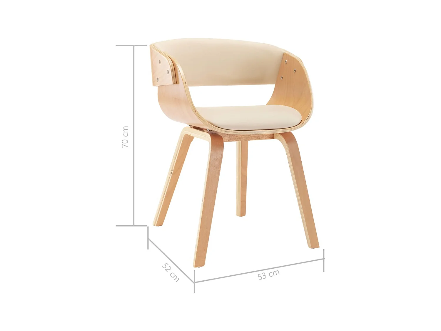 Sillas de comedor 2 unidades madera curvada y cuero sintético crema