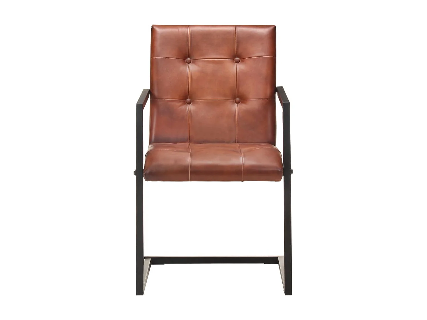 Chaises à manger cantilever lot de 2 marron cuir véritable