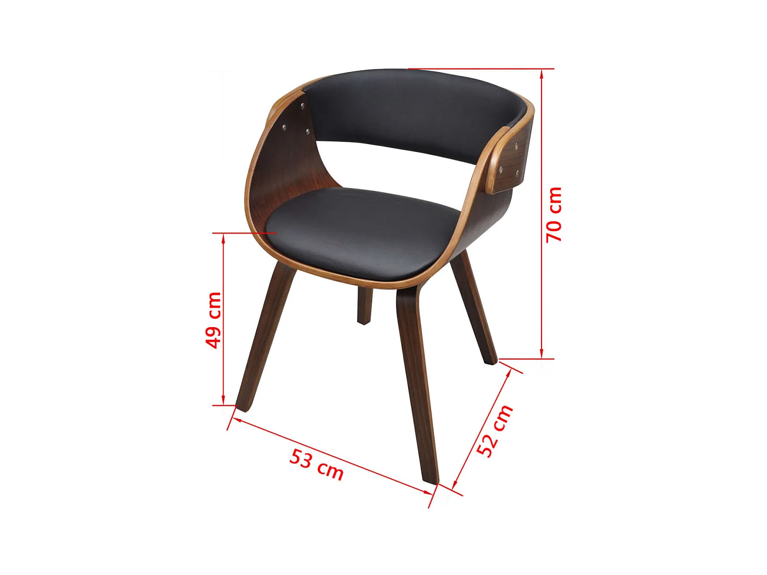 Chaises à manger lot de 4 marron bois courbé et similicuir