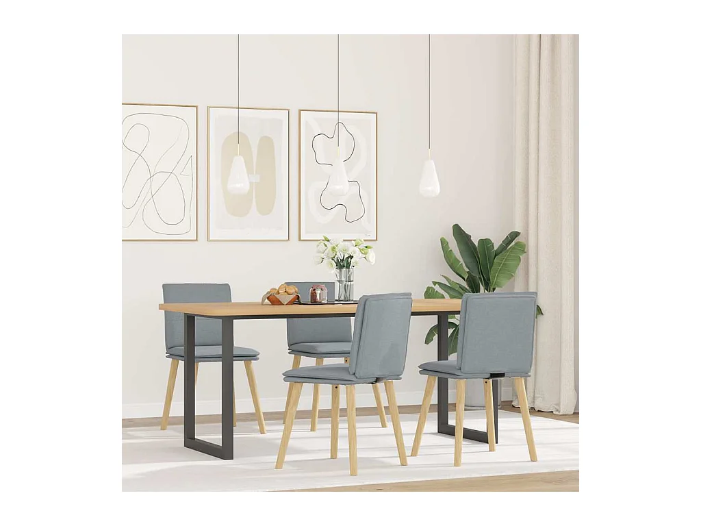Chaises à manger lot de 4 gris clair tissu