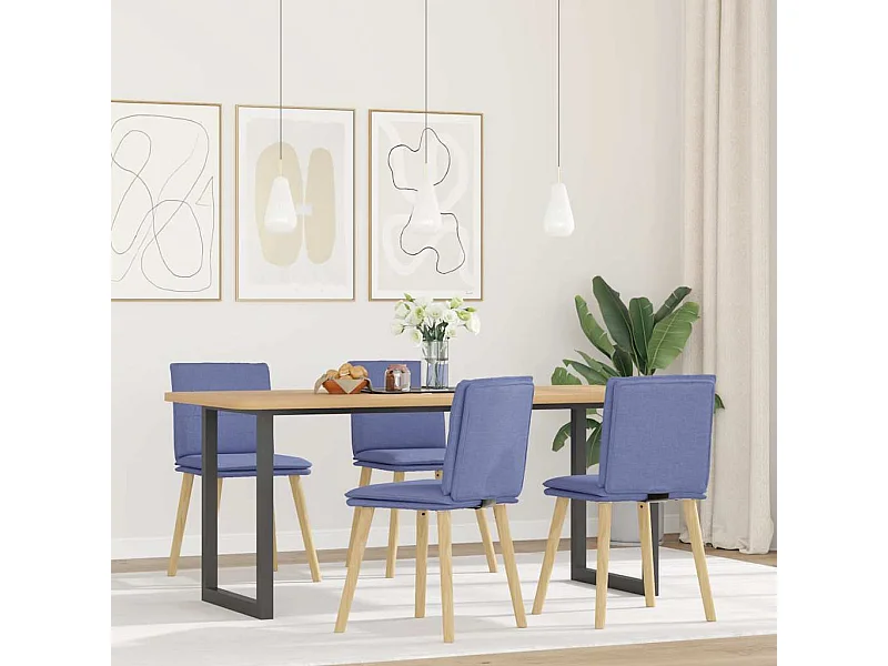 Chaises à manger lot de 4 bleu jean tissu