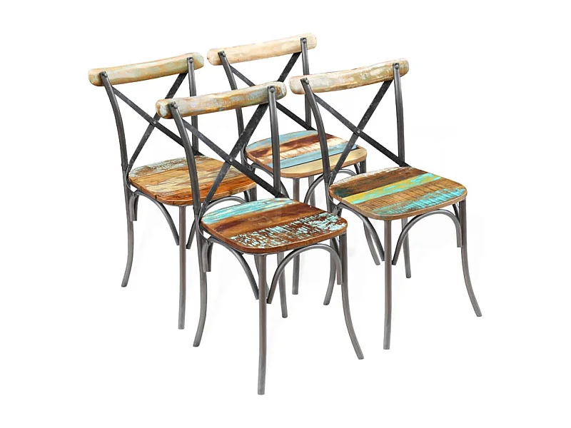 Chaises à manger lot de 4 bois de récupération solide