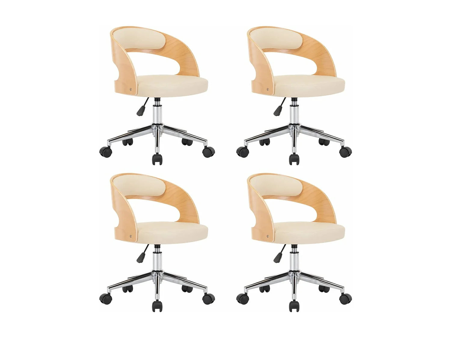 Chaises pivotantes à manger lot de 4 bois courbé et similicuir