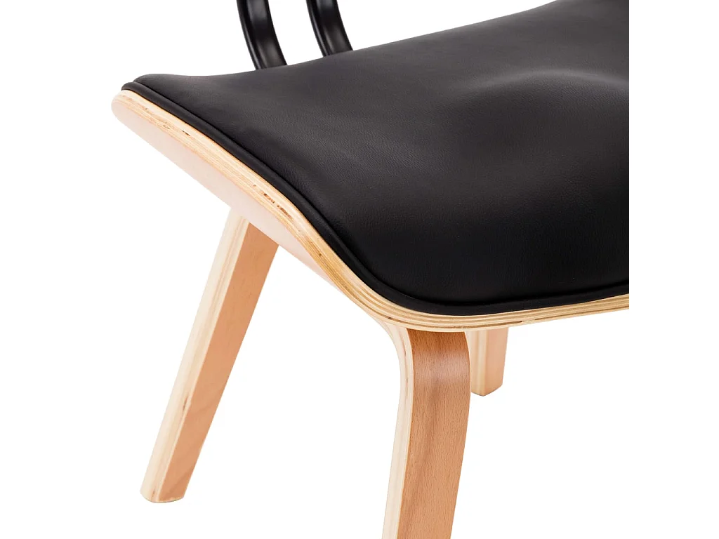 Chaises à manger lot de 2 noir bois courbé et similicuir