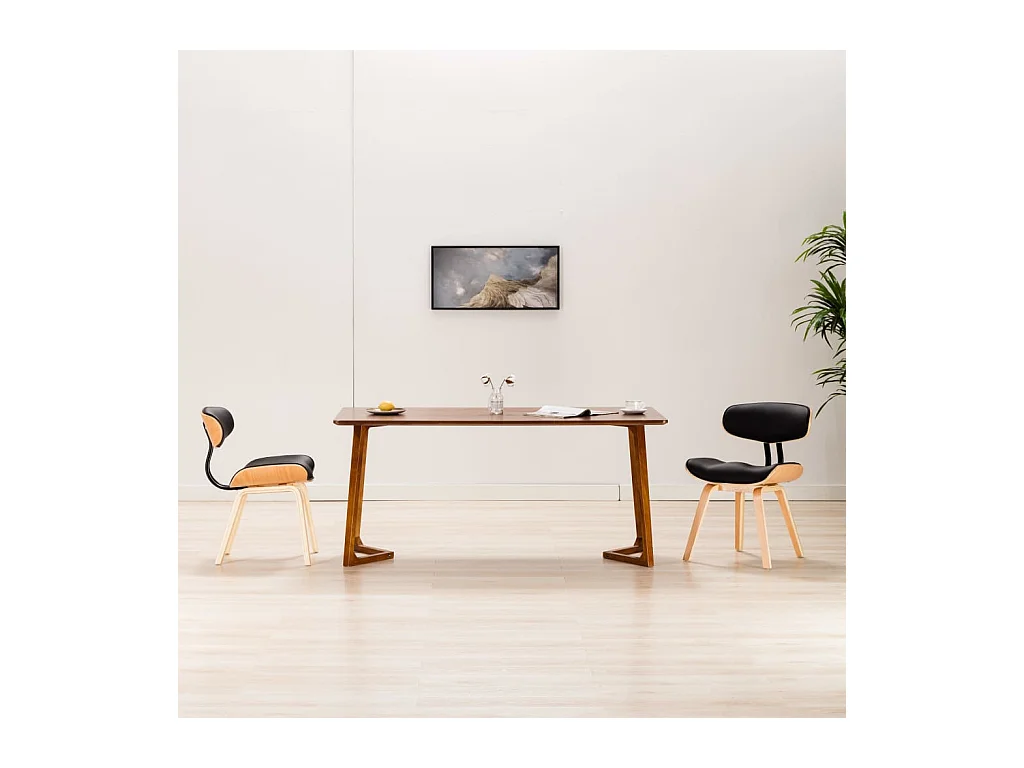 Eetkamerstoelen 2 st gebogen hout en kunstleer
