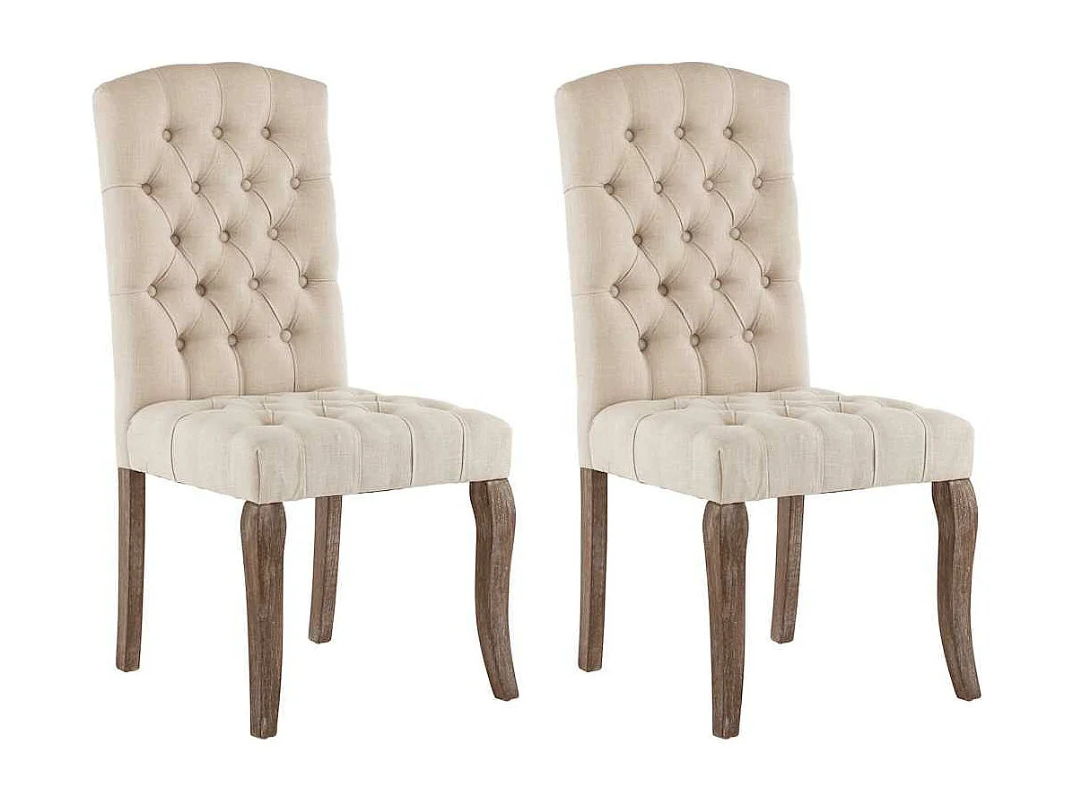 Chaises à manger lot de 2 beige tissu à l'aspect de lin
