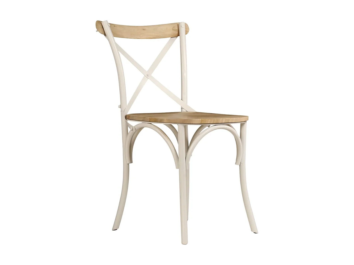 Sillas con respaldo cruzado 4 unidades madera maciza de mango blanco