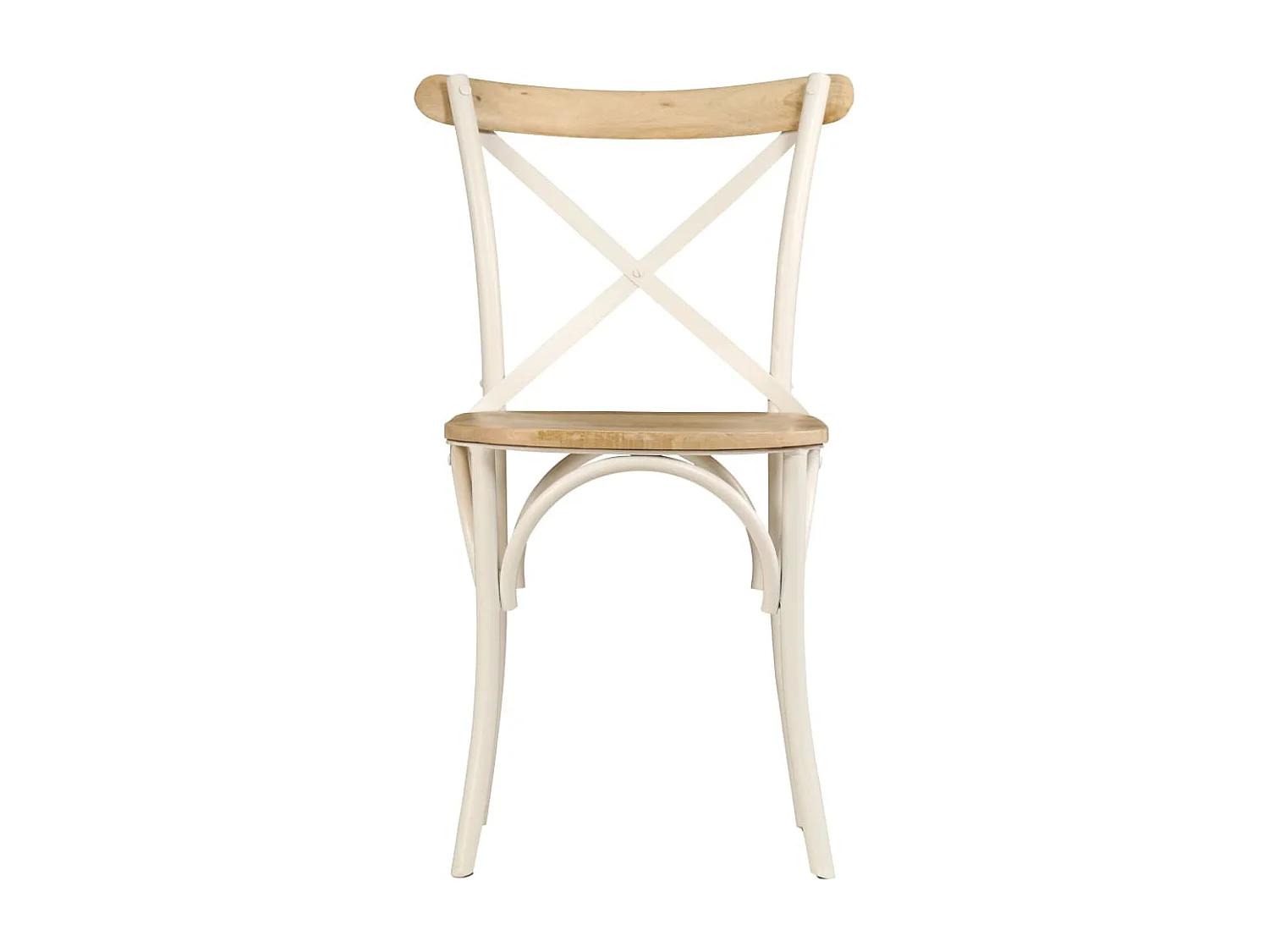 Chaises à dossier croisé lot de 4 blanc bois de manguier massif