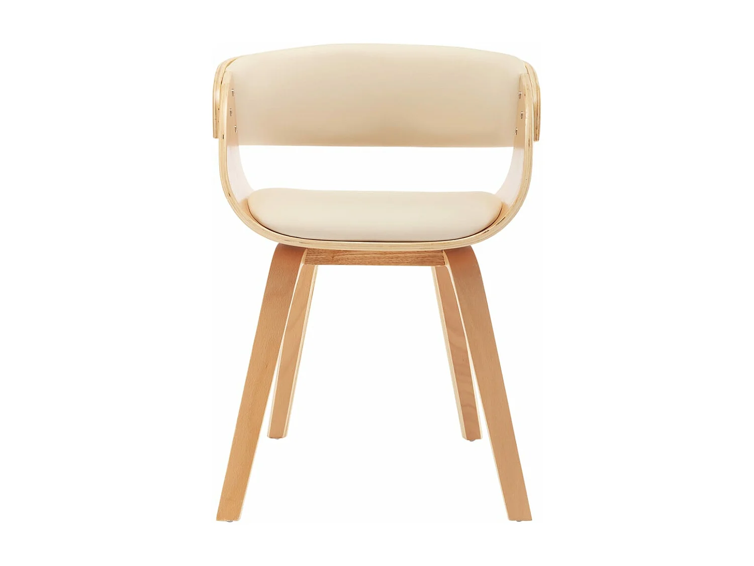 Sillas de comedor 4 unidades madera curvada y cuero sintético crema