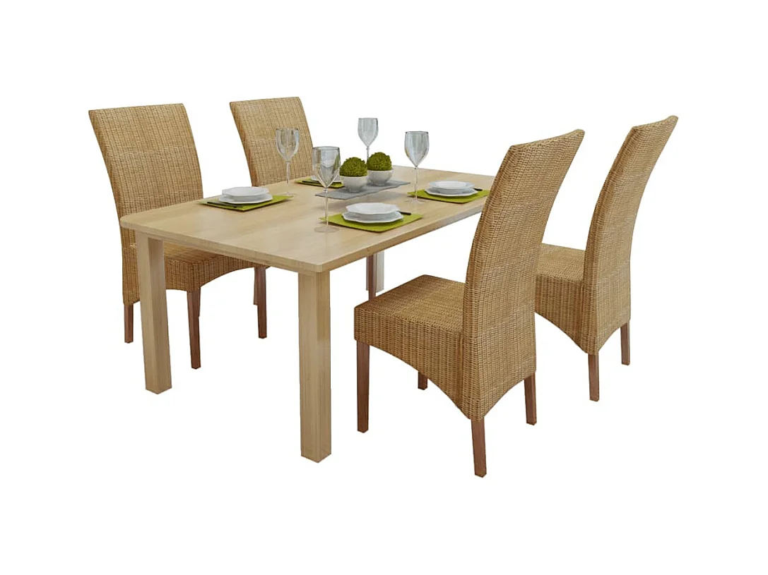 Chaises à manger lot de 4 marron rotin naturel