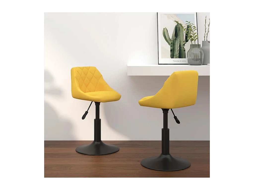 Chaises à manger pivotantes lot de 2 jaune moutarde velours