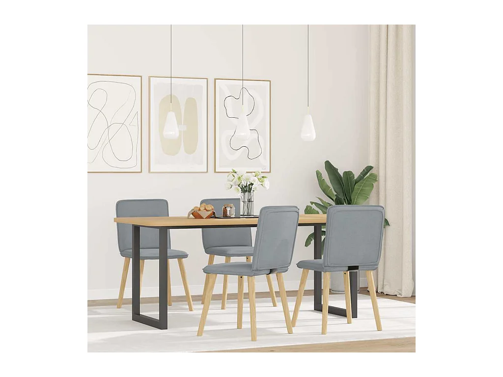 Chaises à manger lot de 4 gris clair tissu