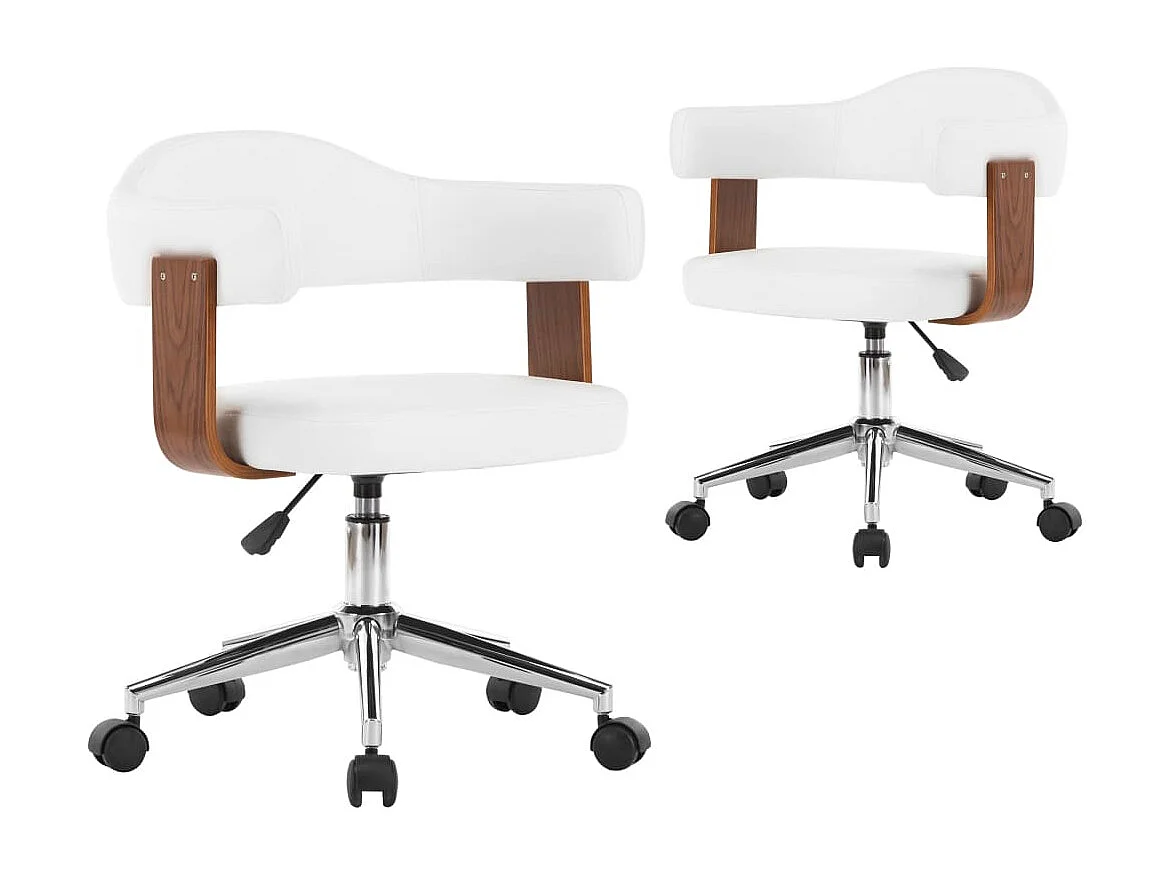 Sillas de comedor giratorias 2 unidades madera curvada cuero blanco