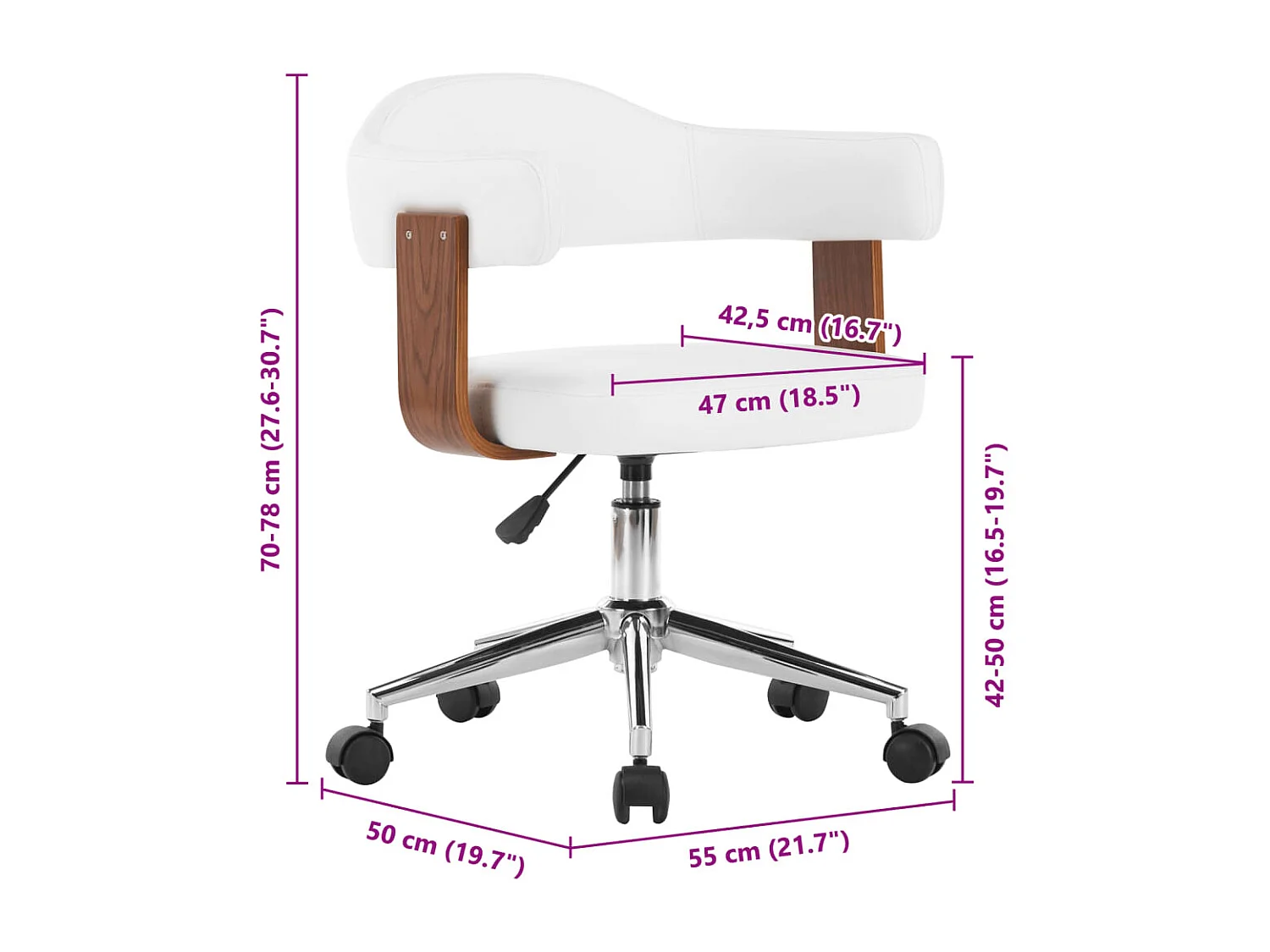 Sillas de comedor giratorias 2 unidades madera curvada cuero blanco