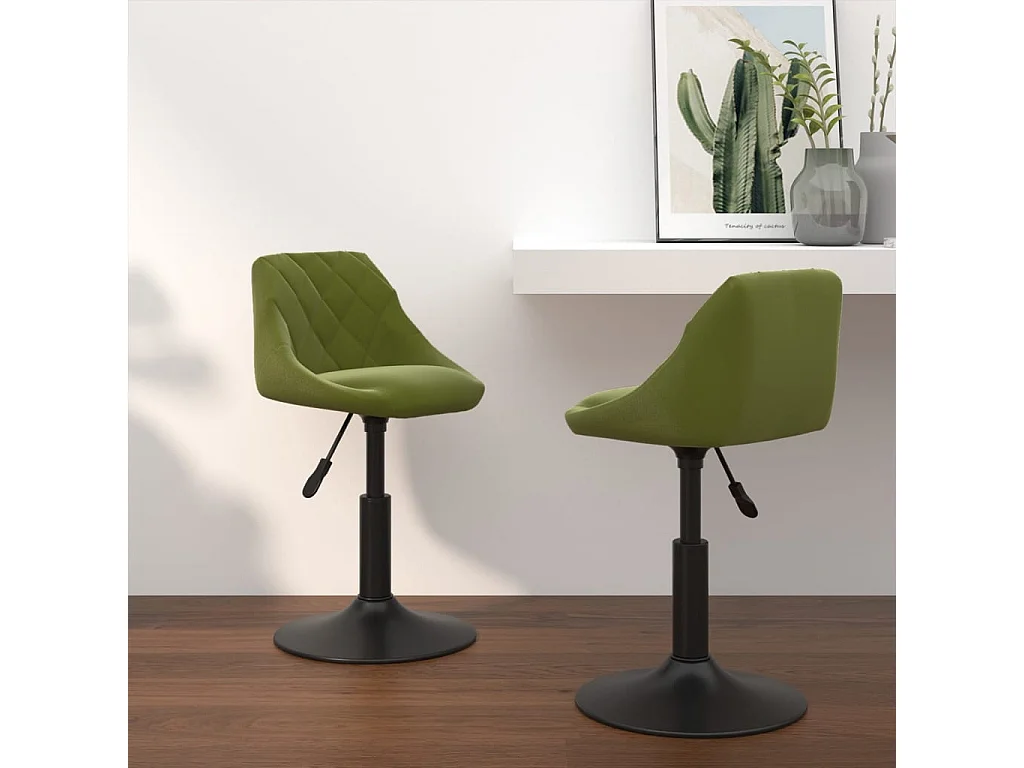 Chaises pivotantes à manger lot de 2 vert clair velours