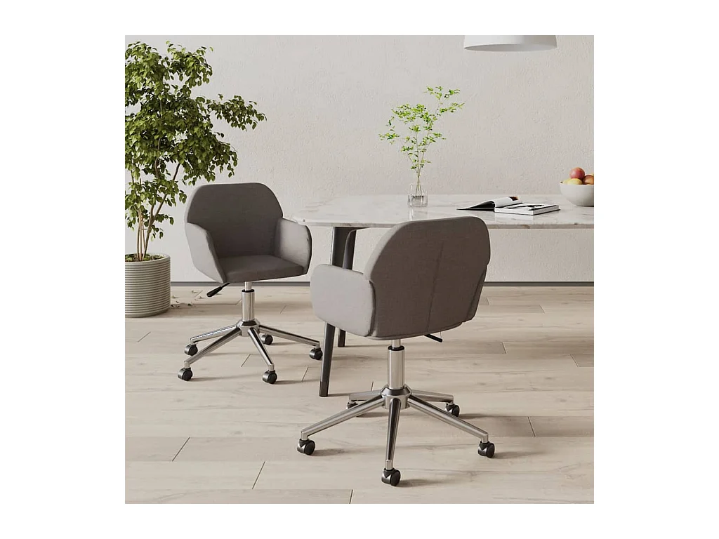 Chaises pivotantes à manger lot de 2 Gris foncé Tissu