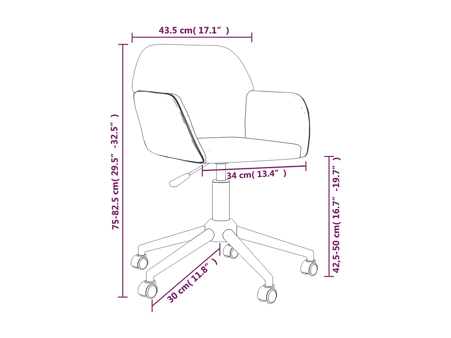 Eetkamerstoelen draaibaar 2 stukkenstof donkergrijs