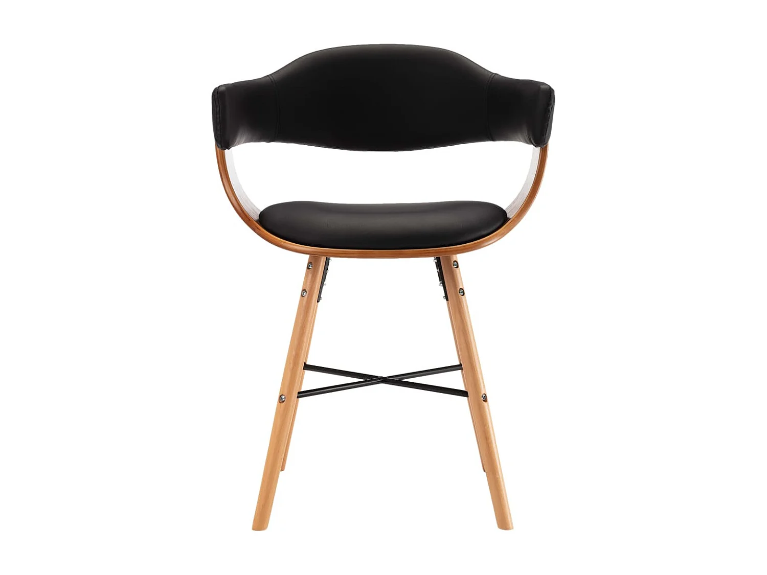 Eetkamerstoelen 2 stukkenkunstleer en gebogen hout zwart