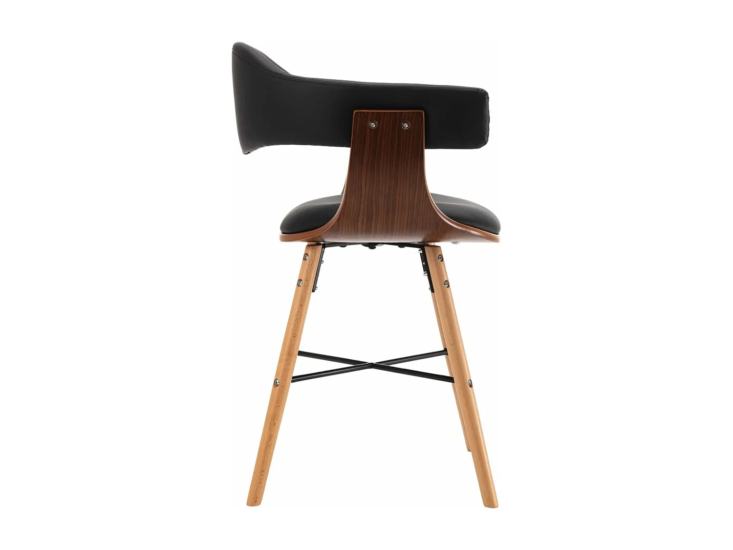 Eetkamerstoelen 2 stukkenkunstleer en gebogen hout zwart