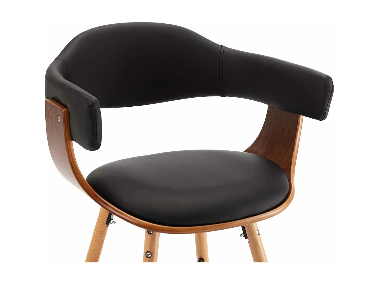 Eetkamerstoelen 2 stukkenkunstleer en gebogen hout zwart