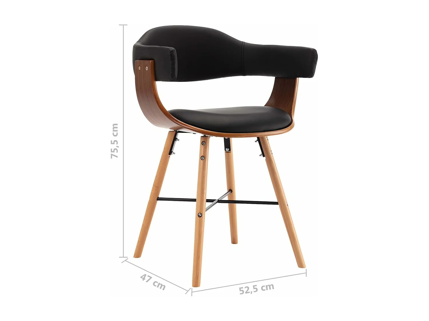 Eetkamerstoelen 2 stukkenkunstleer en gebogen hout zwart