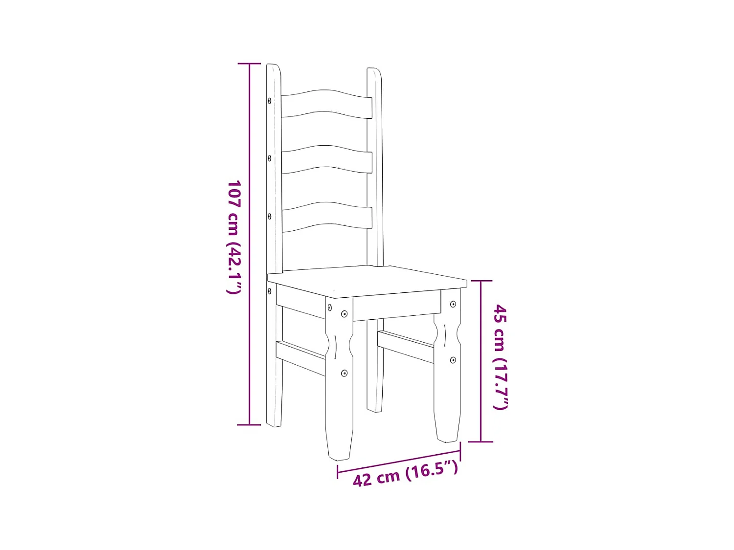 Cadeiras de jantar 2 peças Corona 42x47x107 cm pinho maciço