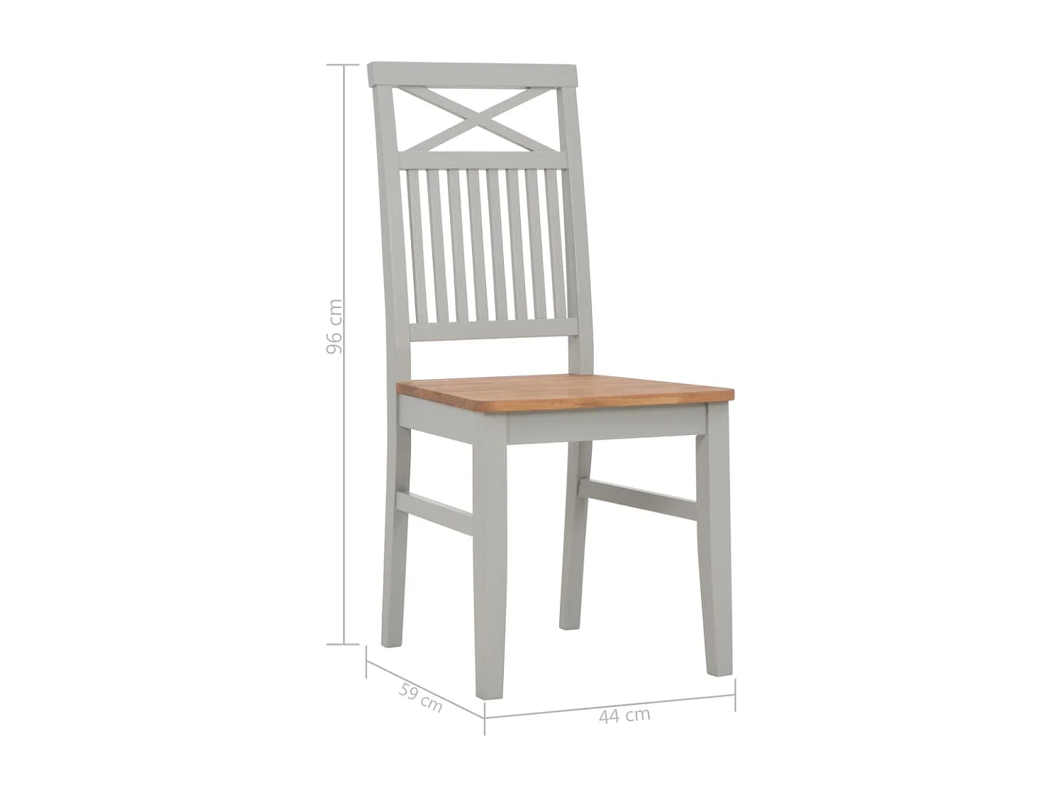 Sillas de comedor 2 unidades madera maciza de roble gris