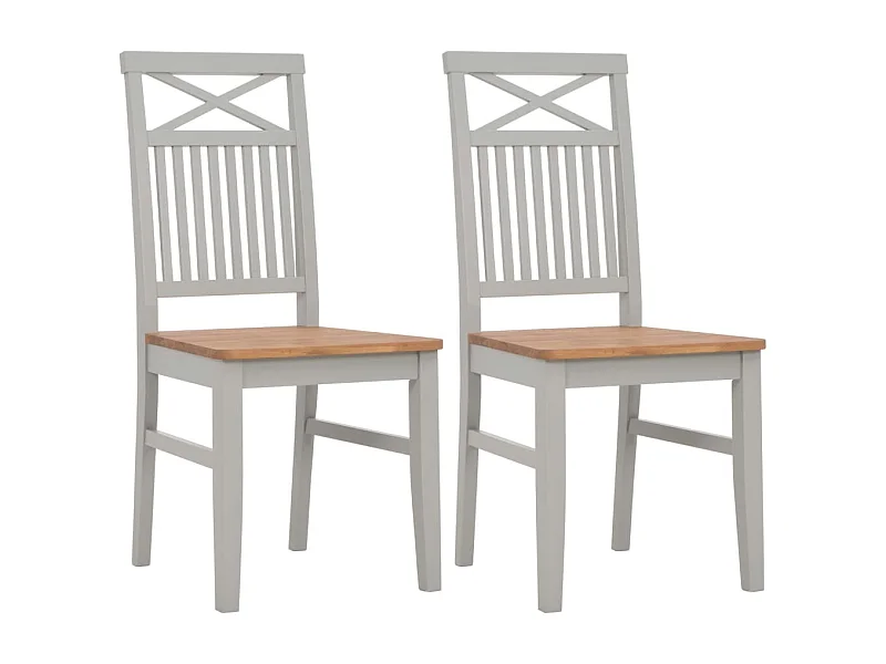 Sillas de comedor 2 unidades madera maciza de roble gris