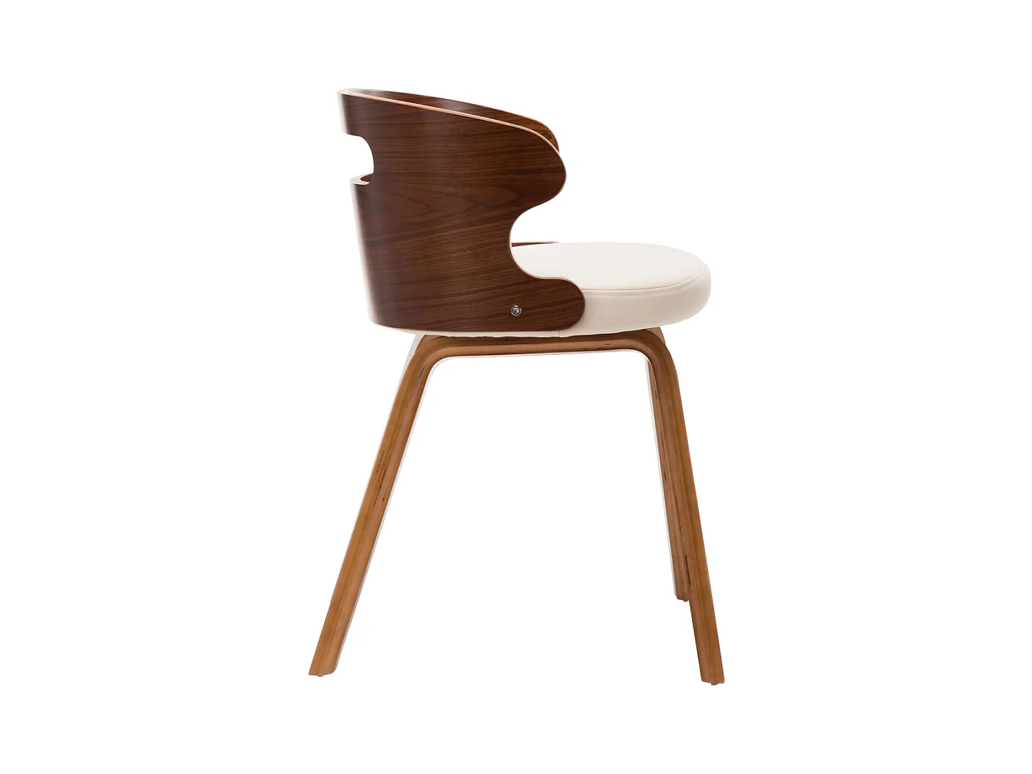 Sillas de comedor 4 unidades madera curvada y cuero sintético crema