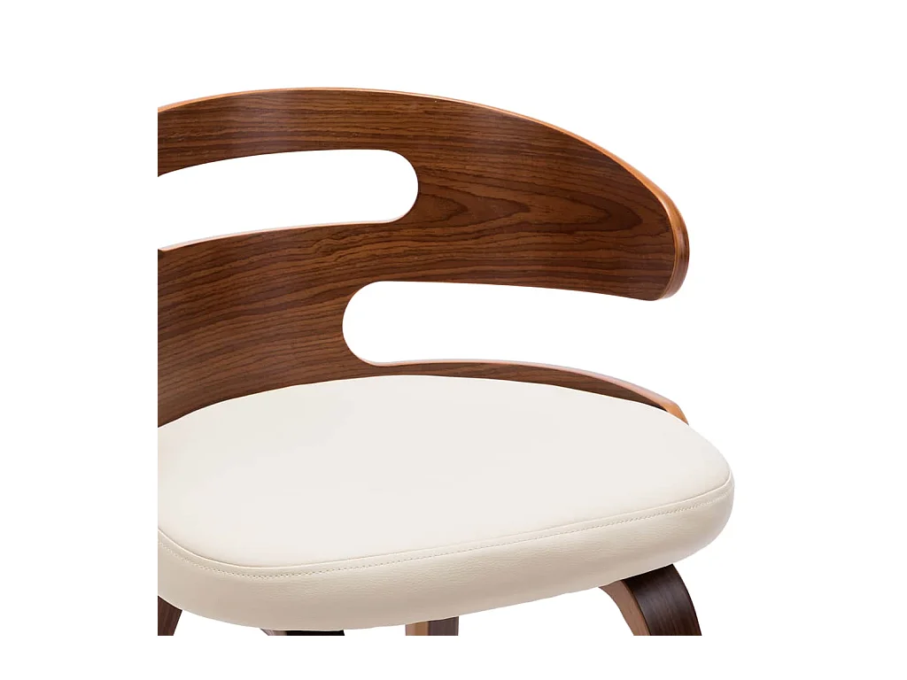 Sillas de comedor 4 unidades madera curvada y cuero sintético crema