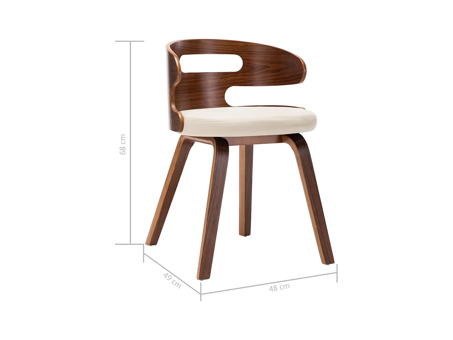 Sillas de comedor 4 unidades madera curvada y cuero sintético crema