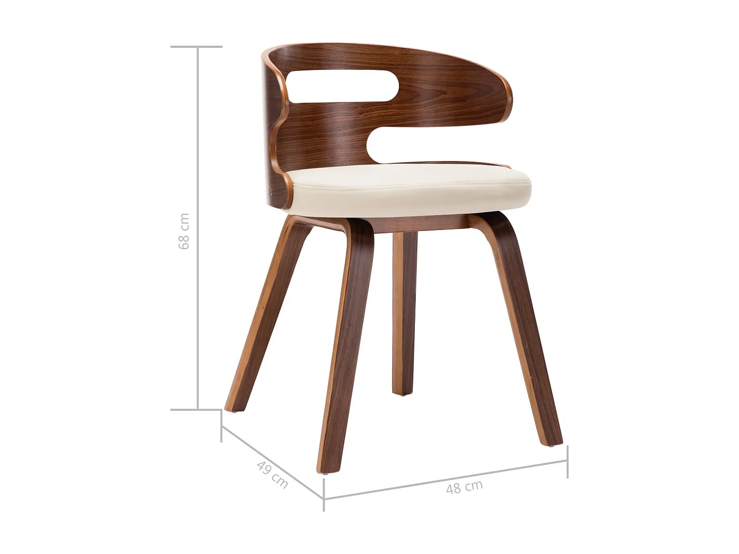 Cadeiras jantar 4 peças madeira curvada e couro artificial creme